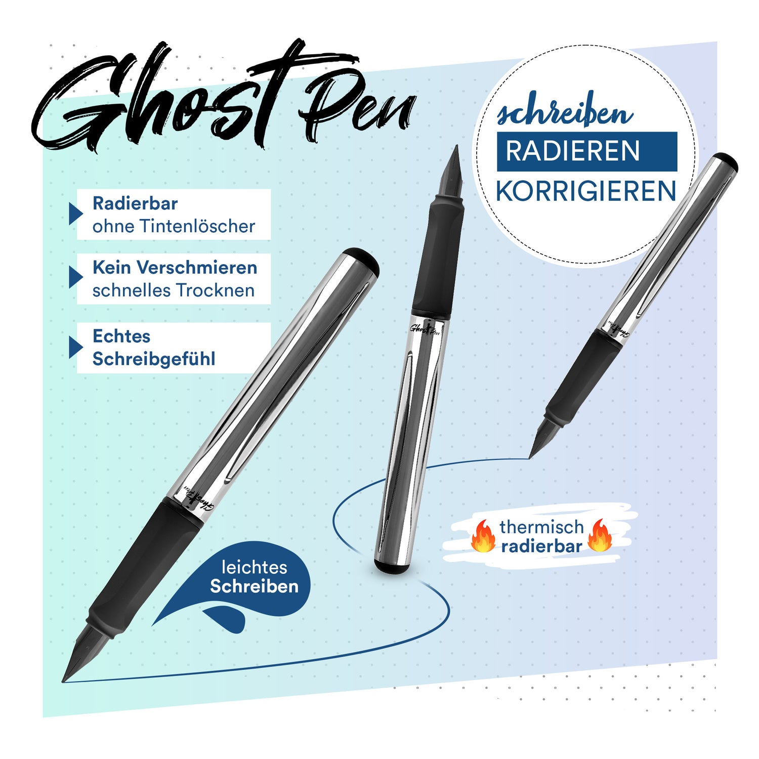 McNeill - Ghost Pen erasable fountain pen Metallic silver