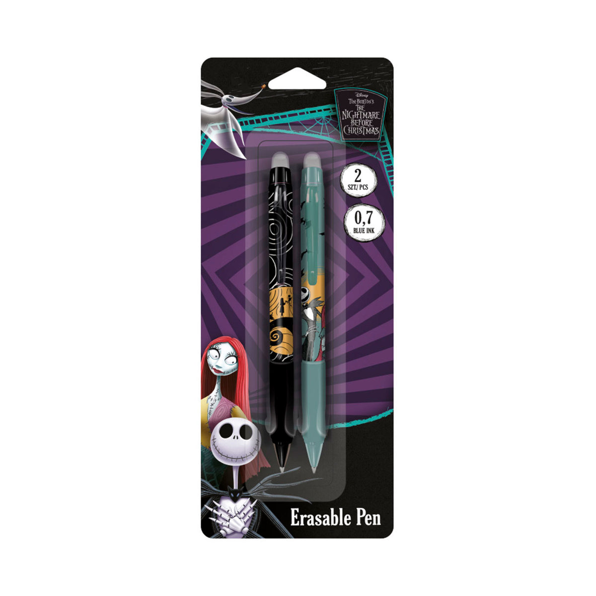 Radierbare Stifte, 2 Stück – schwarz & blau – CoolPack Disney The Nightmare Before Christmas