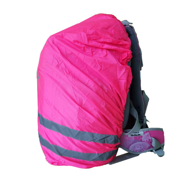 Regenhaube mit reflektierendem Logo + Doppelstreifen pink -Kollektion 2025- – Bild 2
