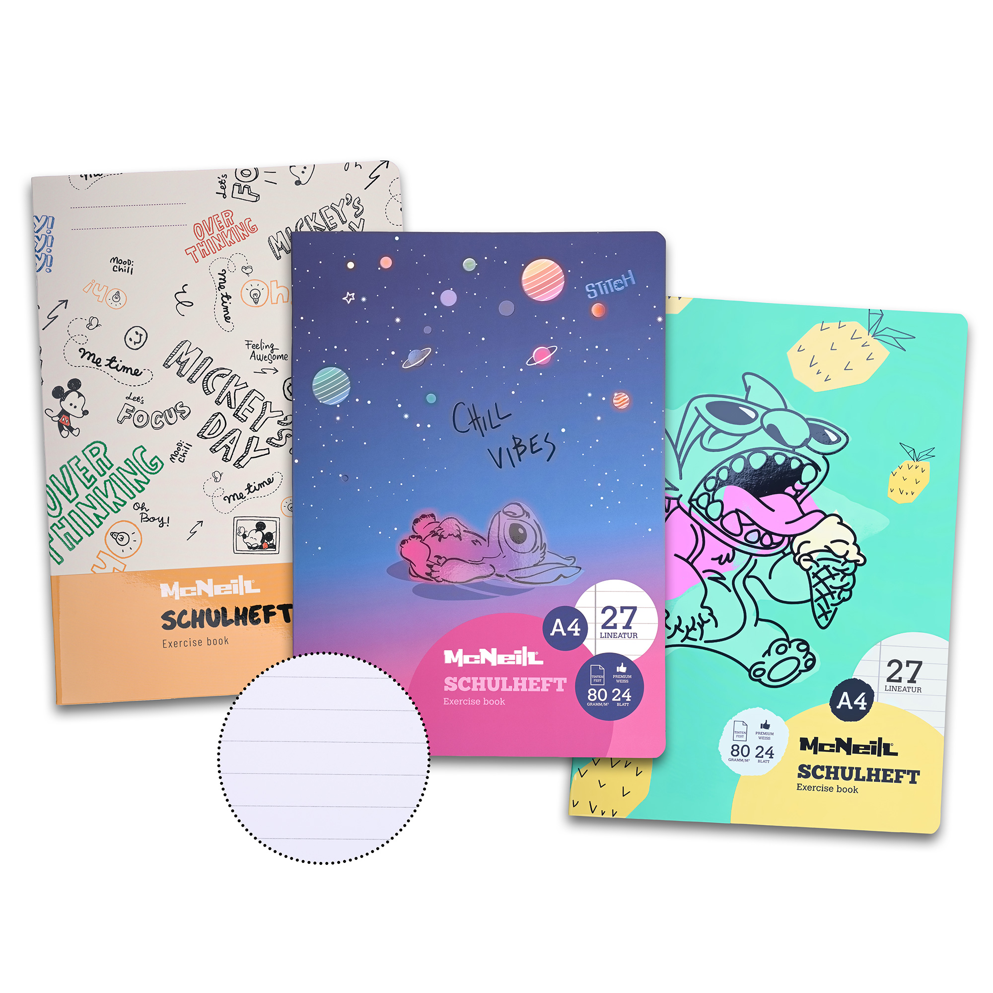 McNeill Schulheft DIN A4 mit Disney-Motiven, Lineatur 27, tintenfestes FSC®-Papier und glänzender Umschlag – perfekt für Schule & Superhelden-Fans
