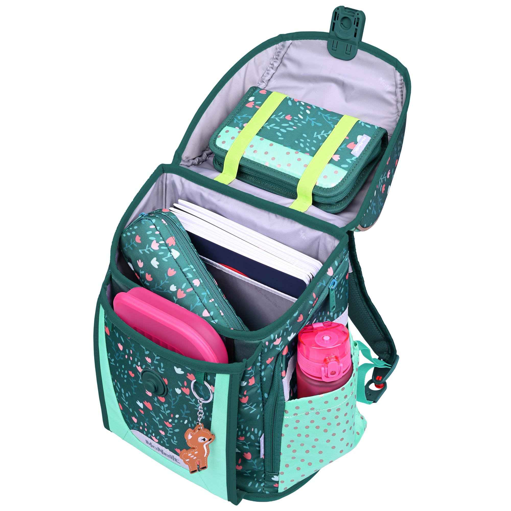 McNeill Primo Deary Schulranzen Mädchen – 9-teiliges Set mit Brotdose, Trinkflasche & zwei McAddys – Bild 6