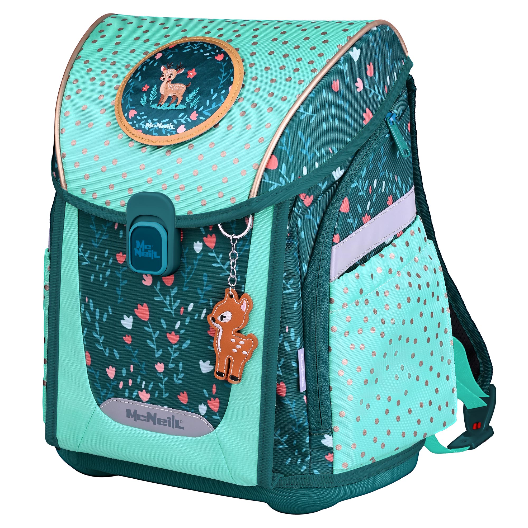 McNeill Primo Deary Schulranzen Mädchen – 9-teiliges Set mit Brotdose, Trinkflasche & zwei McAddys – Bild 3
