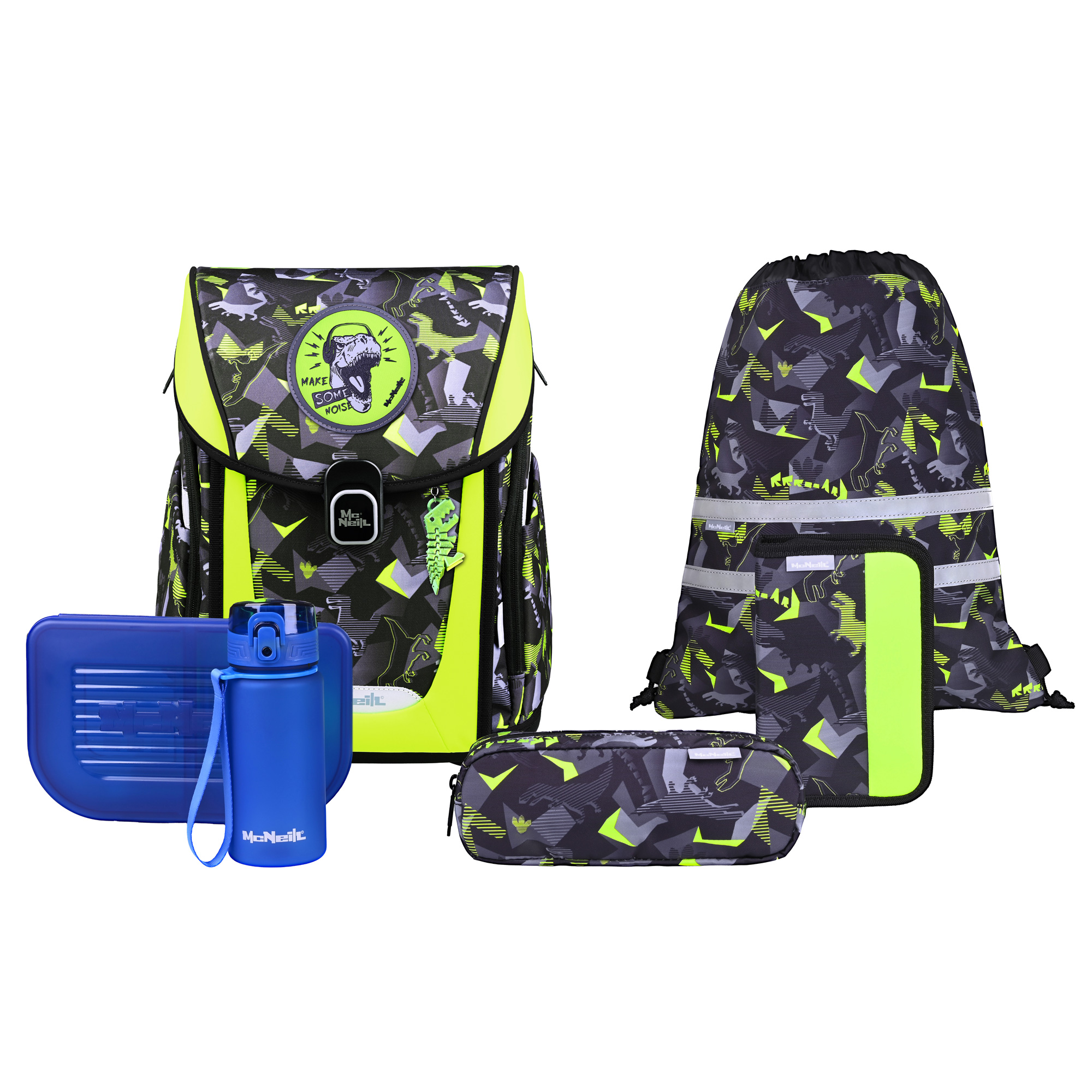 McNeill Primo Dinopark Schulranzen Jungen – 9-teiliges Set mit Brotdose, Trinkflasche & zwei McAddys – Bild 2