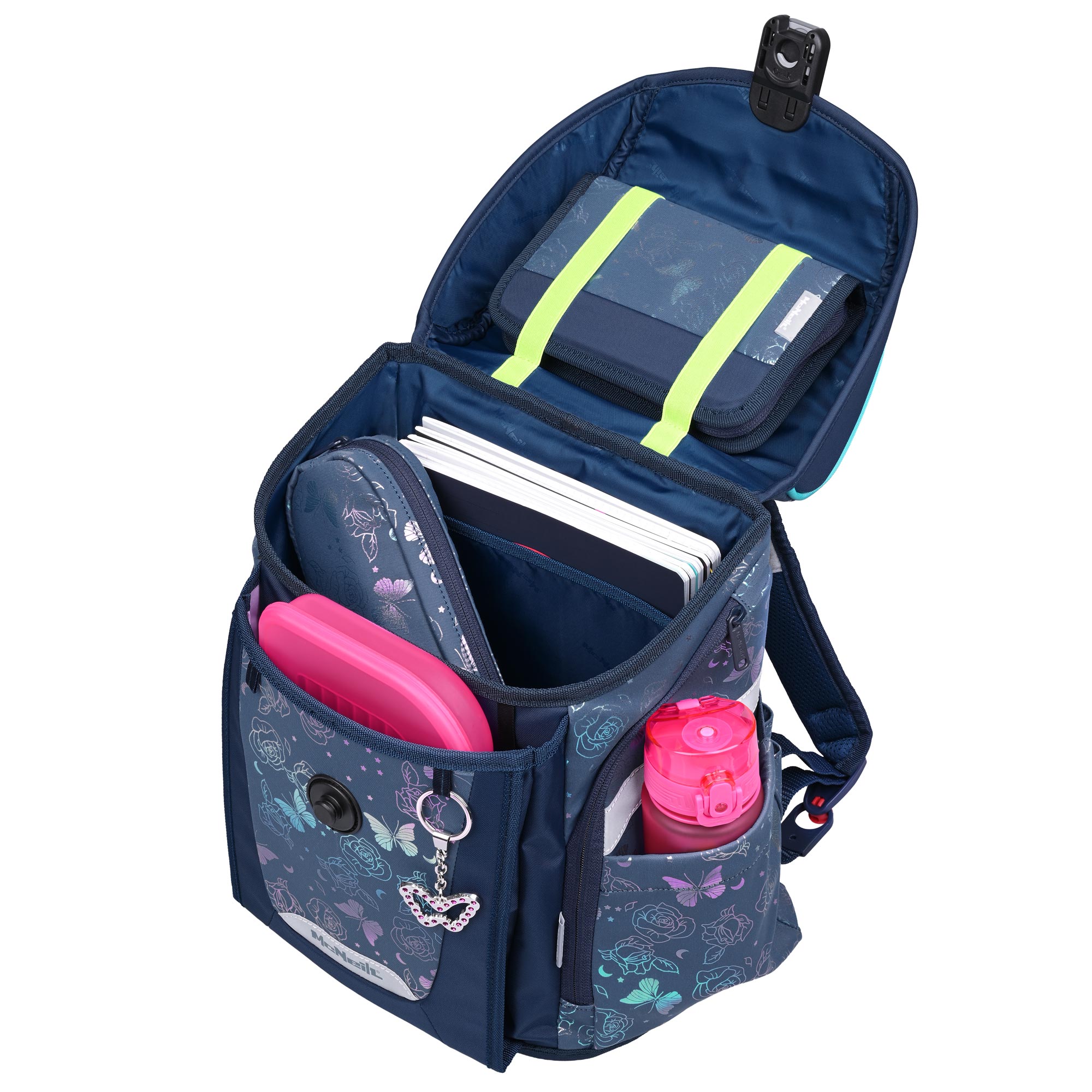 McNeill Primo Roses Schulranzen Mädchen – 9-teiliges Set mit Brotdose, Trinkflasche & zwei McAddys – Bild 6