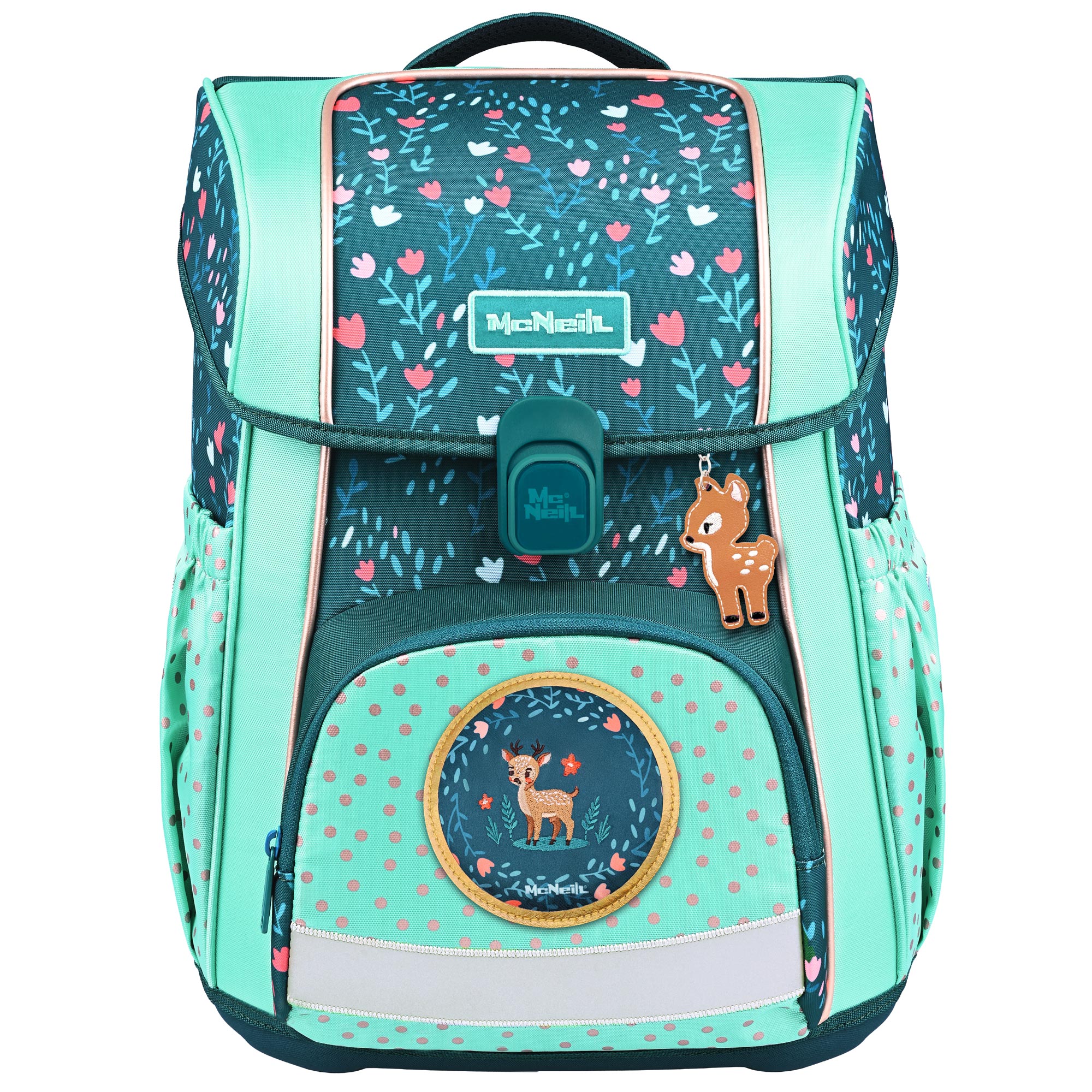 McNeill Bravo Deary Schulranzen Mädchen – 9-teiliges Set mit Brotdose, Trinkflasche & zwei McAddys