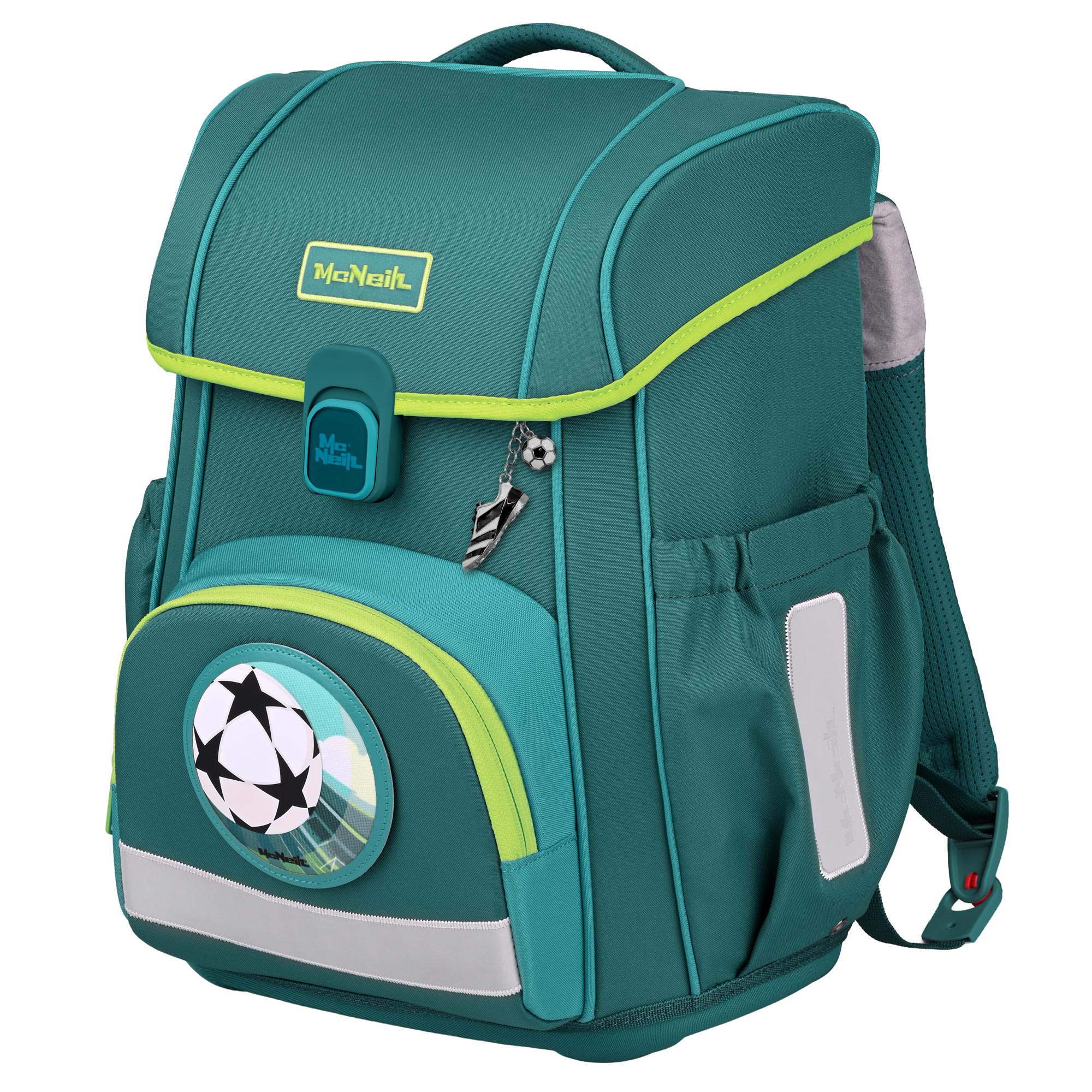 McNeill Bravo Petrol Schulranzen Jungen – 9-teiliges Set mit Brotdose, Trinkflasche & zwei McAddys – Bild 3