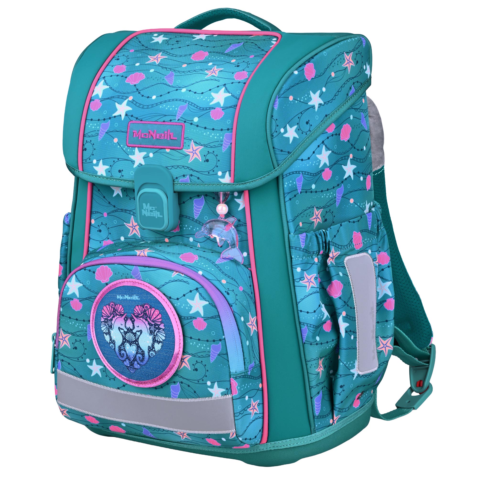 McNeill Bravo Seafisch Schulranzen Mädchen – 9-teiliges Set mit Brotdose, Trinkflasche & zwei McAddys – Bild 3