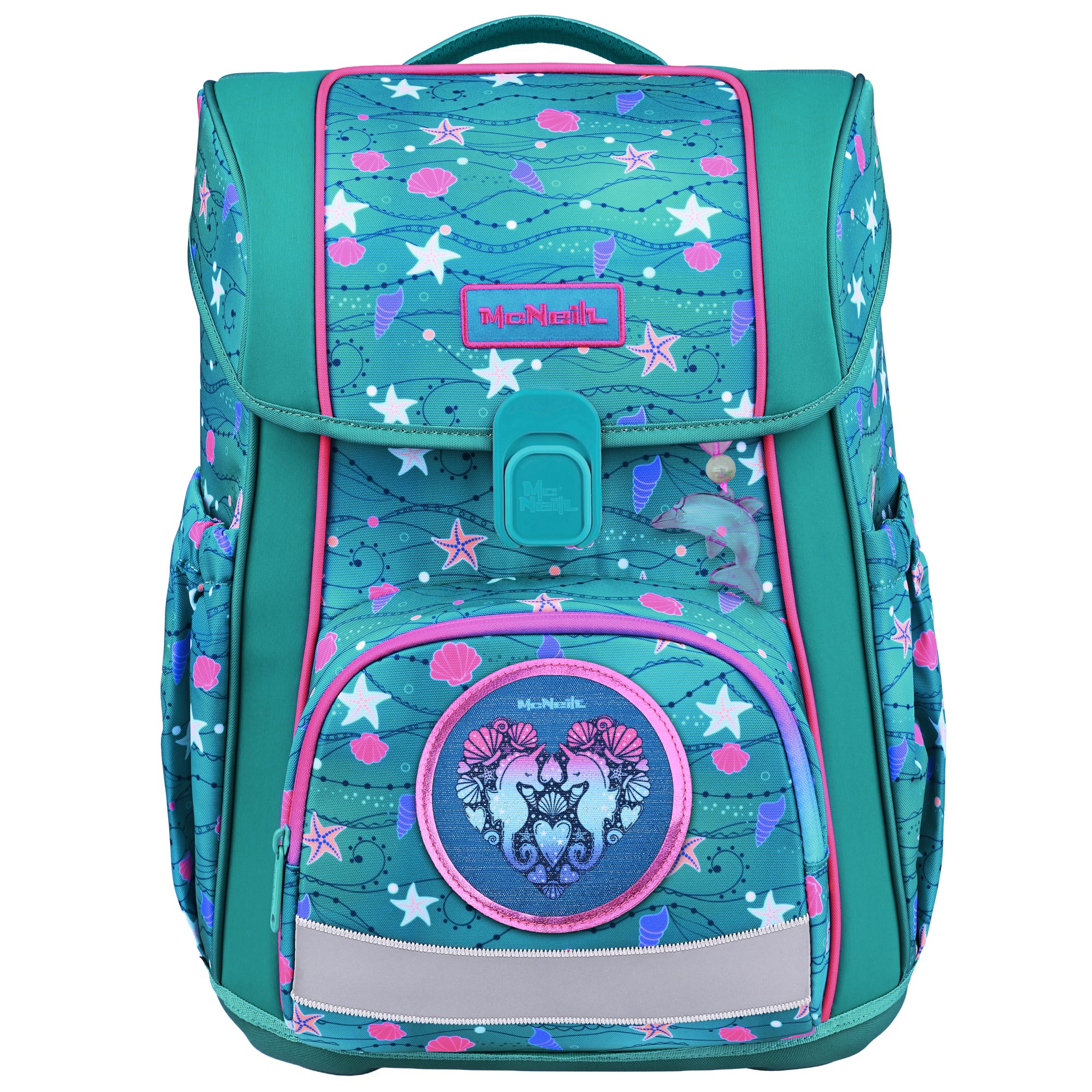 McNeill Bravo Seafisch Schulranzen Mädchen – 9-teiliges Set mit Brotdose, Trinkflasche & zwei McAddys