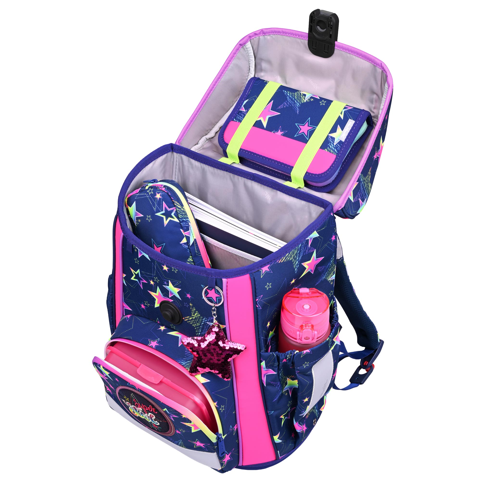 McNeill Bravo Stars Schulranzen Mädchen – 9-teiliges Set mit Brotdose, Trinkflasche & zwei McAddys – Bild 6