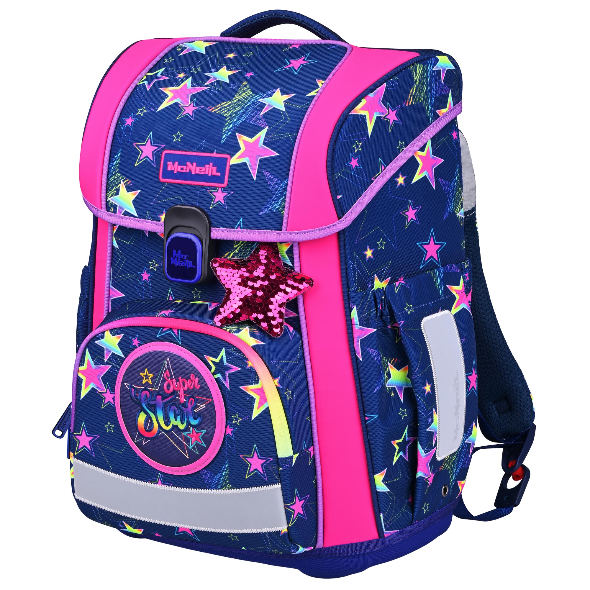 McNeill Bravo Stars Schulranzen Mädchen – 9-teiliges Set mit Brotdose, Trinkflasche & zwei McAddys – Bild 3