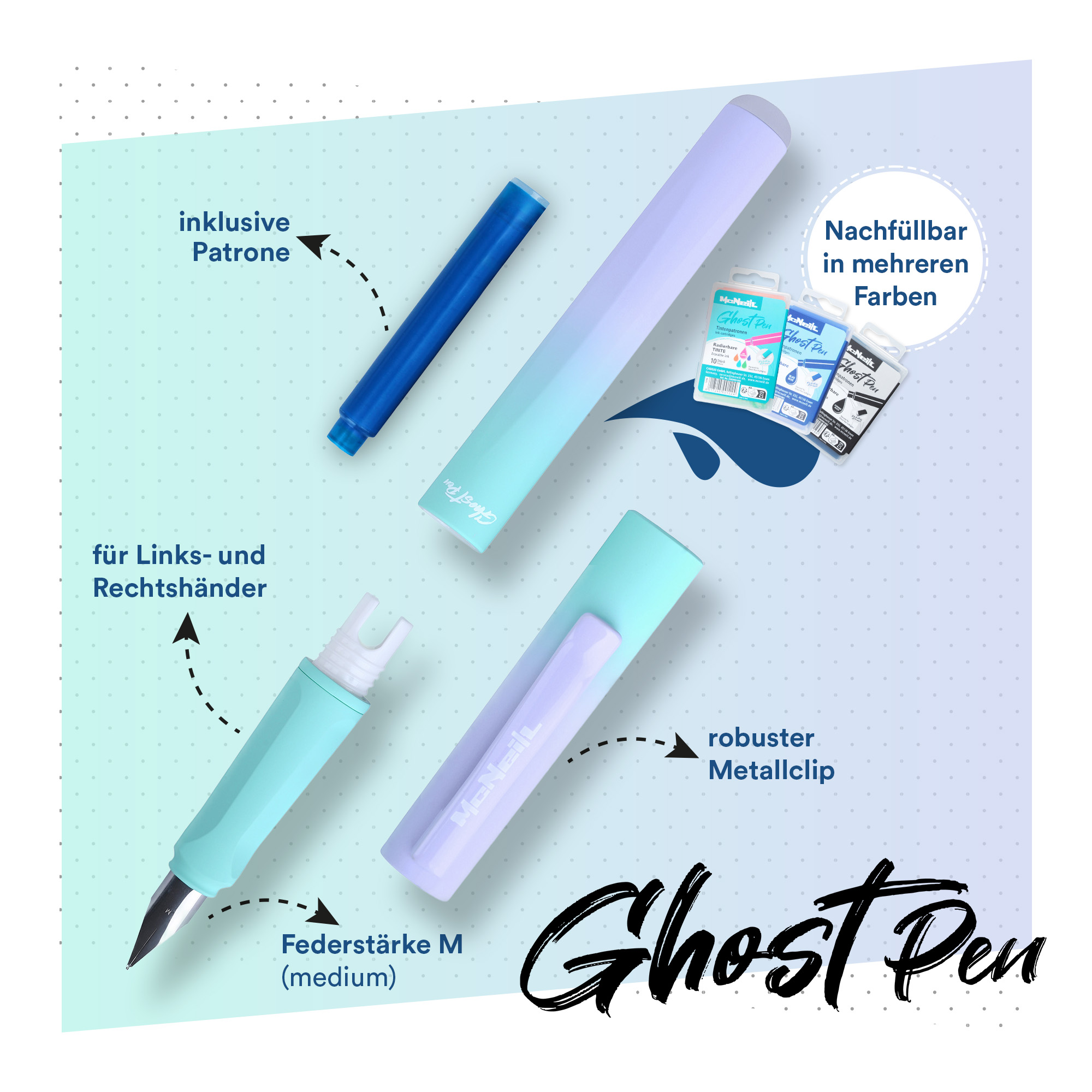 McNeill - Ghost Pen radierbarer Füller Gradient blue berry – Bild 3